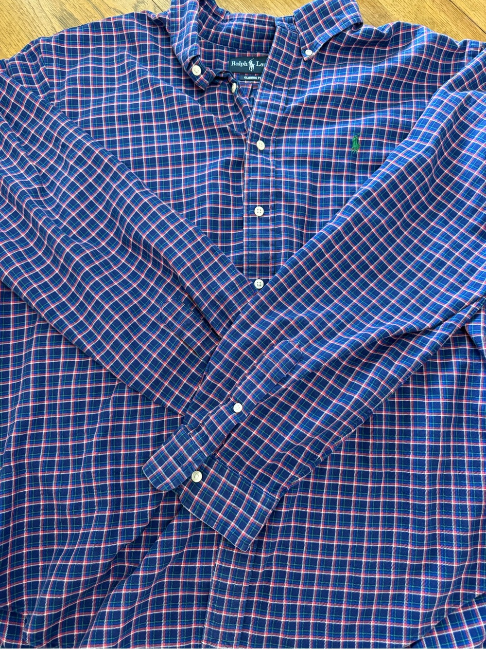 Ralph Lauren Navy and Pink Plaid Button-Down Shirt